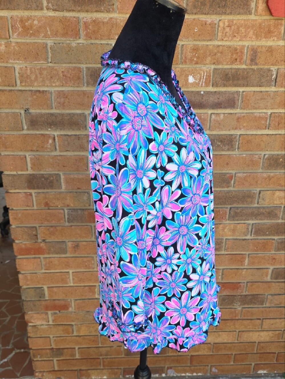 Beachtime by Lulu B Spring Bouquet Button Tunic Size Large - Picture 7 of 11